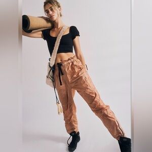 FREE PEOPLE Back To The Future Lightweight Jogger Copper Brown Pants SZ SM